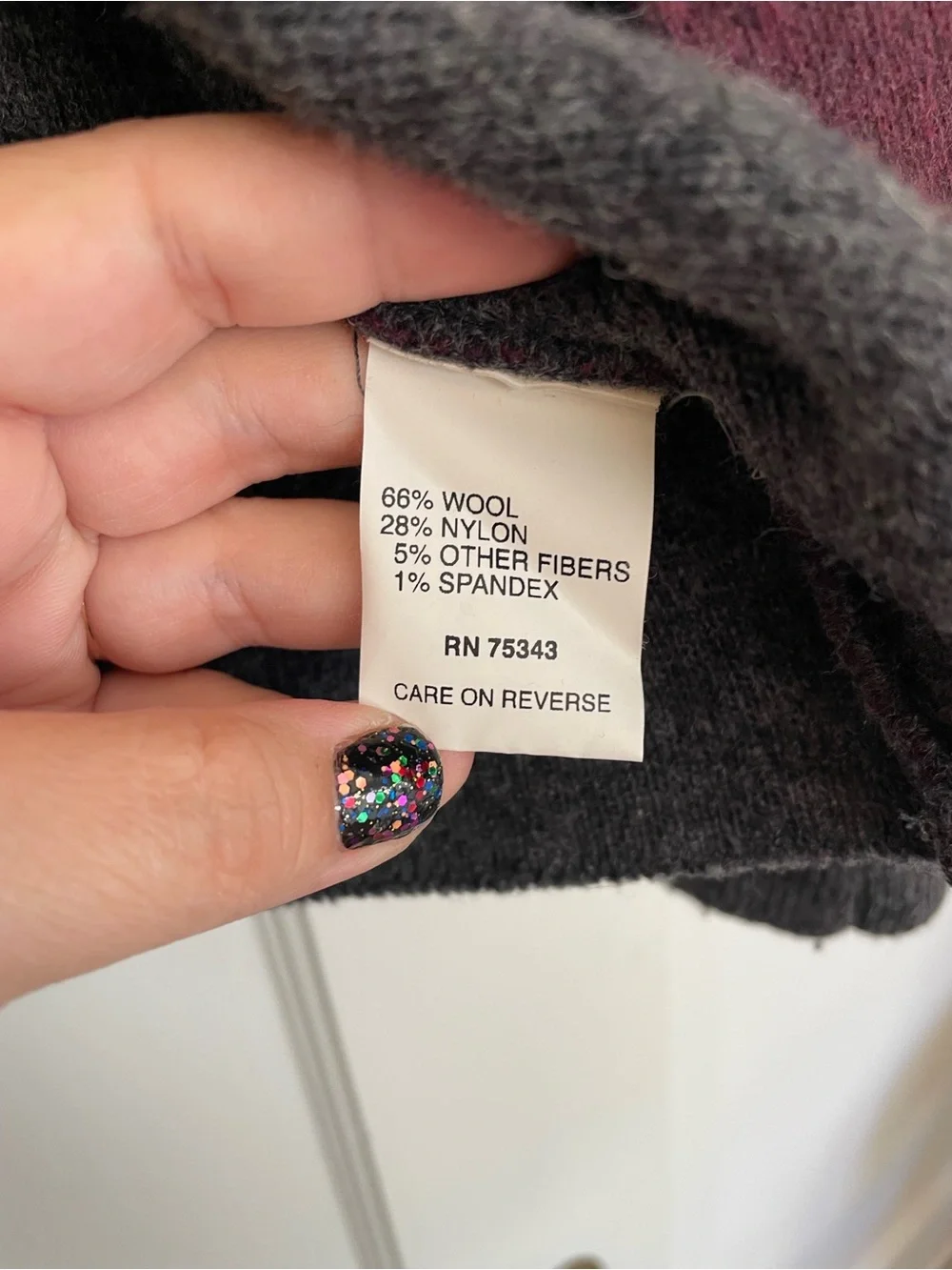 Burgundy and Charcoal Gray Wool-Blend Cape Jacket | L